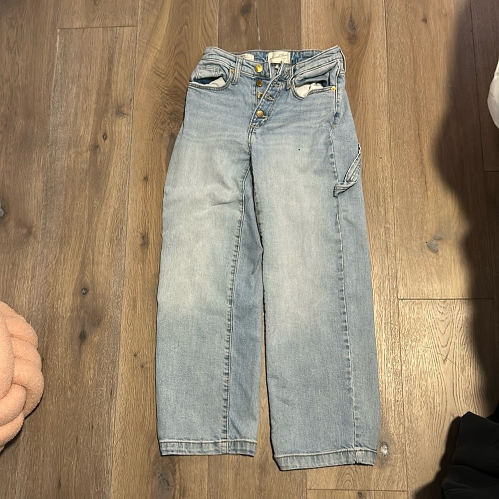 high quality, aesthetic jeans. light blue. small